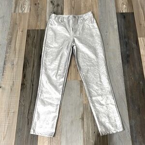 12TH TRIBE METALLIC SILVER STRAIGHT LEG PANTS SIZE S